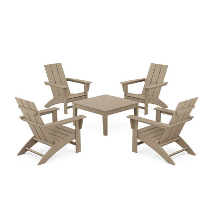 5-Piece Modern Adirondack Chair Conversation Set with 36" Conversation Table in Vintage Finish
