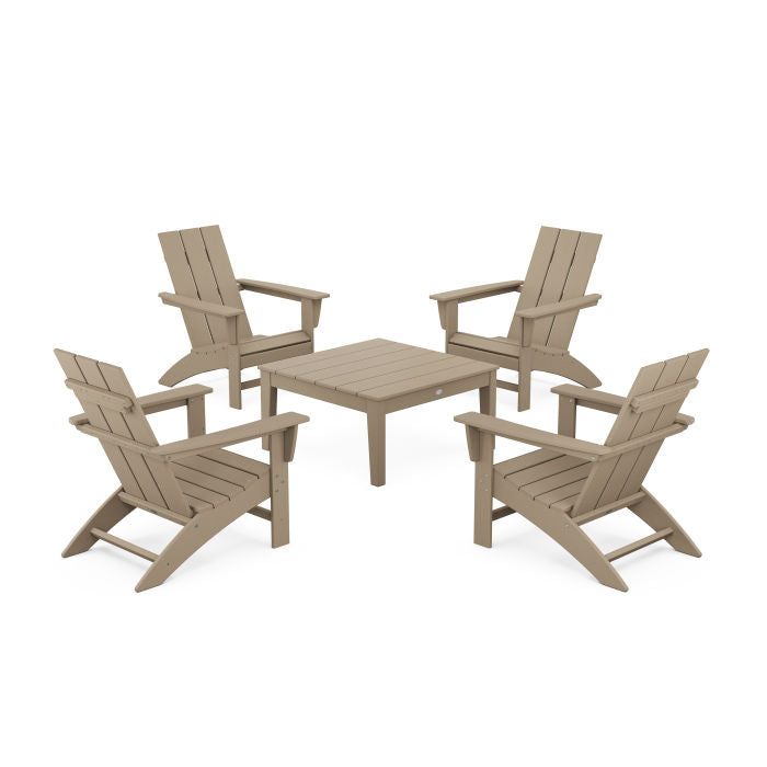 5-Piece Modern Adirondack Chair Conversation Set with 36" Conversation Table in Vintage Finish