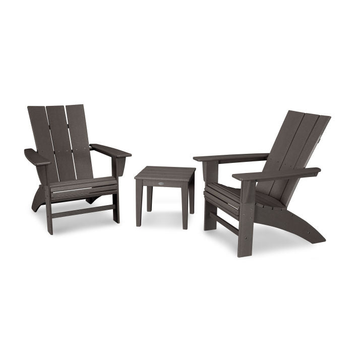 Modern 3-Piece Curveback Adirondack Set in Vintage Finish