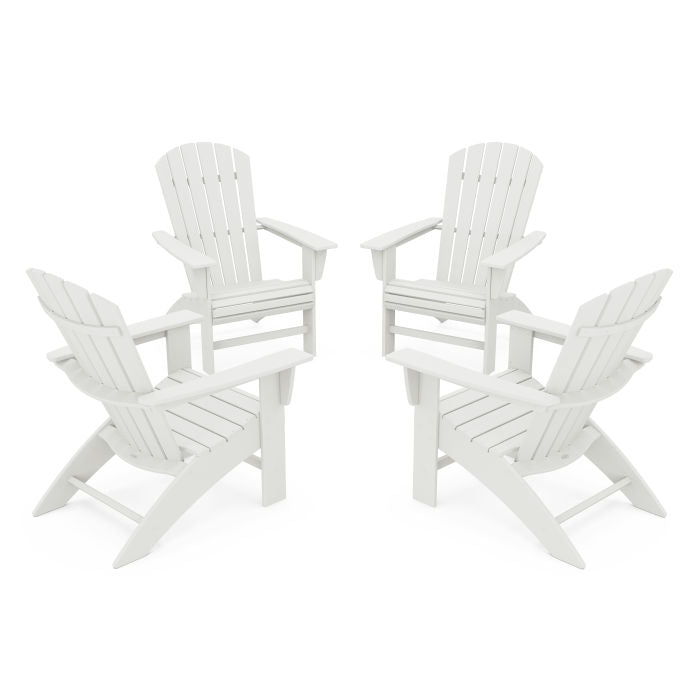 4-Piece Nautical Curveback Adirondack Chair Conversation Set in Vintage Finish