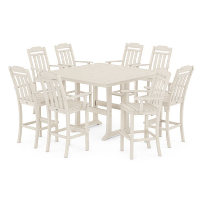 Country Living 9-Piece Bar Set with Trestle Legs