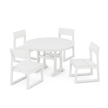EDGE Side Chair 5-Piece Round Dining Set With Trestle Legs