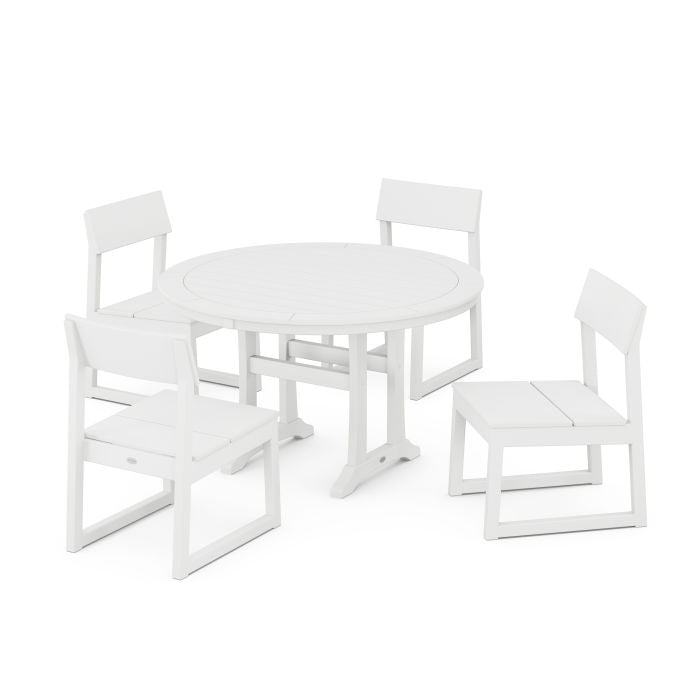 EDGE Side Chair 5-Piece Round Dining Set With Trestle Legs