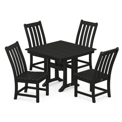Vineyard 5-Piece Farmhouse Trestle Side Chair Dining Set