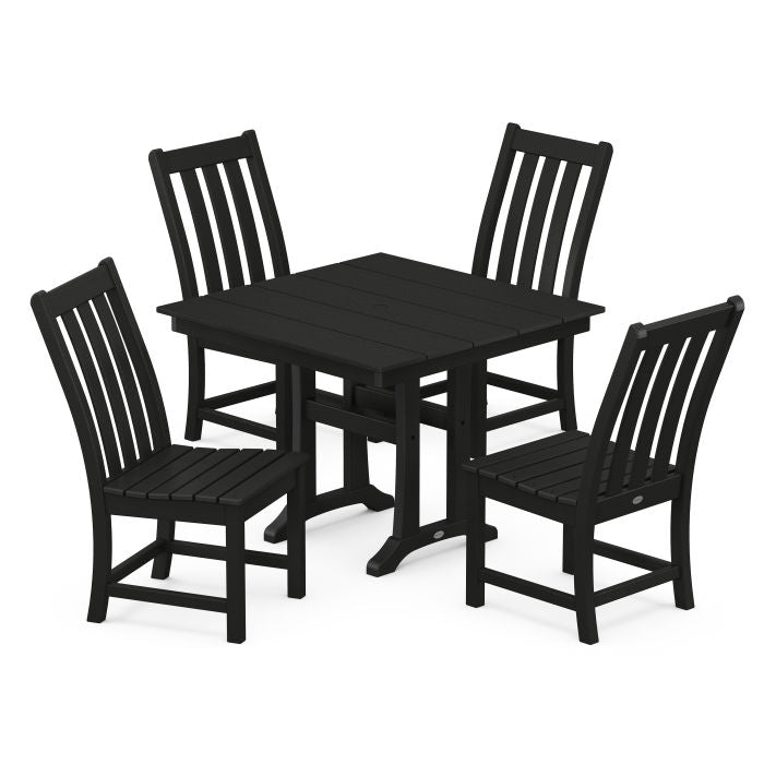 Vineyard 5-Piece Farmhouse Trestle Side Chair Dining Set