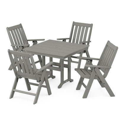 Vineyard Folding Chair 5-Piece Farmhouse Dining Set