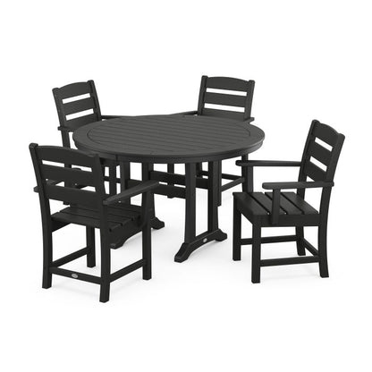 Lakeside 5-Piece Round Dining Set with Trestle Legs