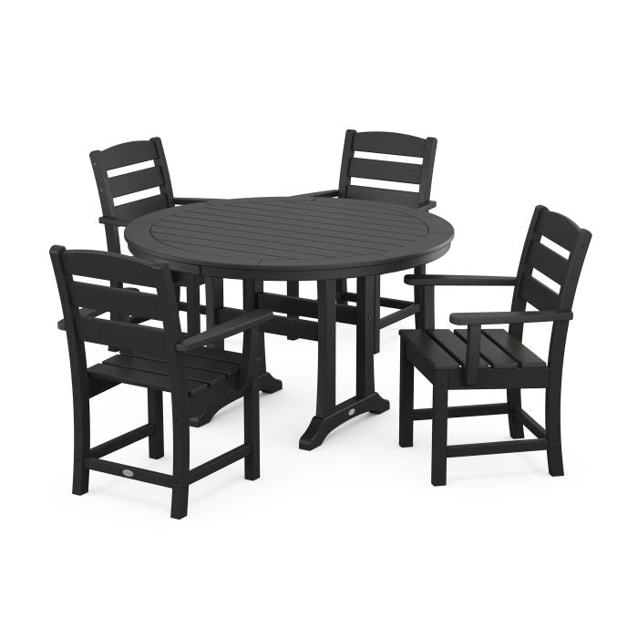Lakeside 5-Piece Round Dining Set with Trestle Legs