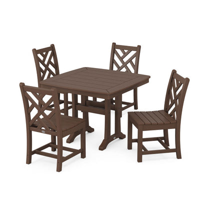 Chippendale Side Chair 5-Piece Dining Set with Trestle Legs