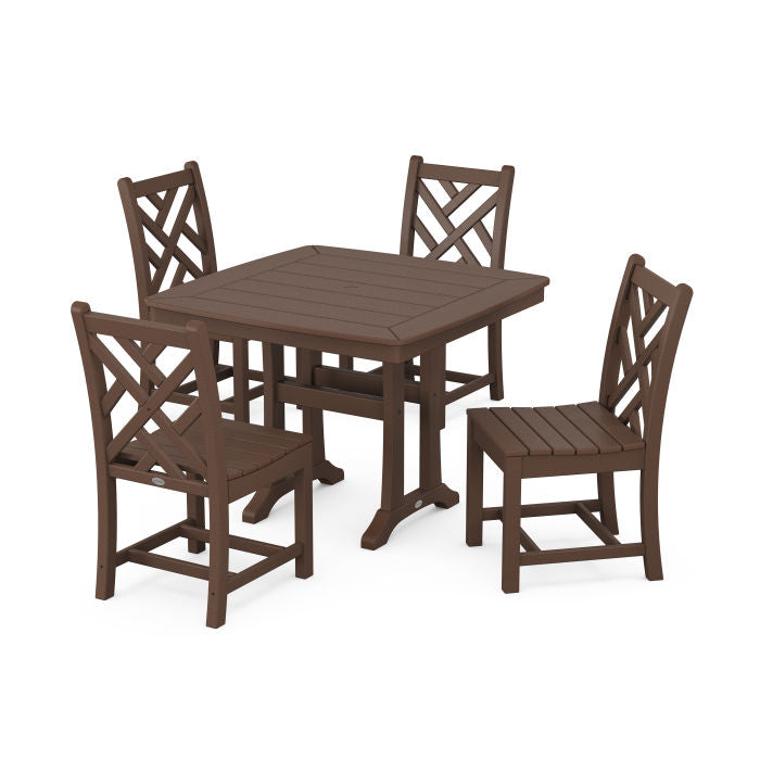 Chippendale Side Chair 5-Piece Dining Set with Trestle Legs