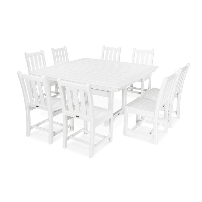 Traditional Garden 9-Piece Nautical Trestle Dining Set