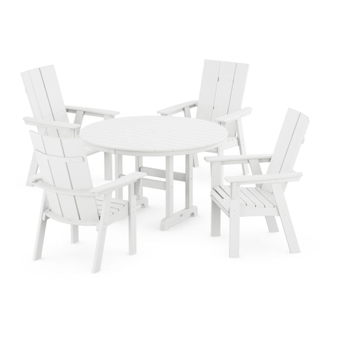 Modern Curveback Adirondack 5-Piece Round Farmhouse Dining Set