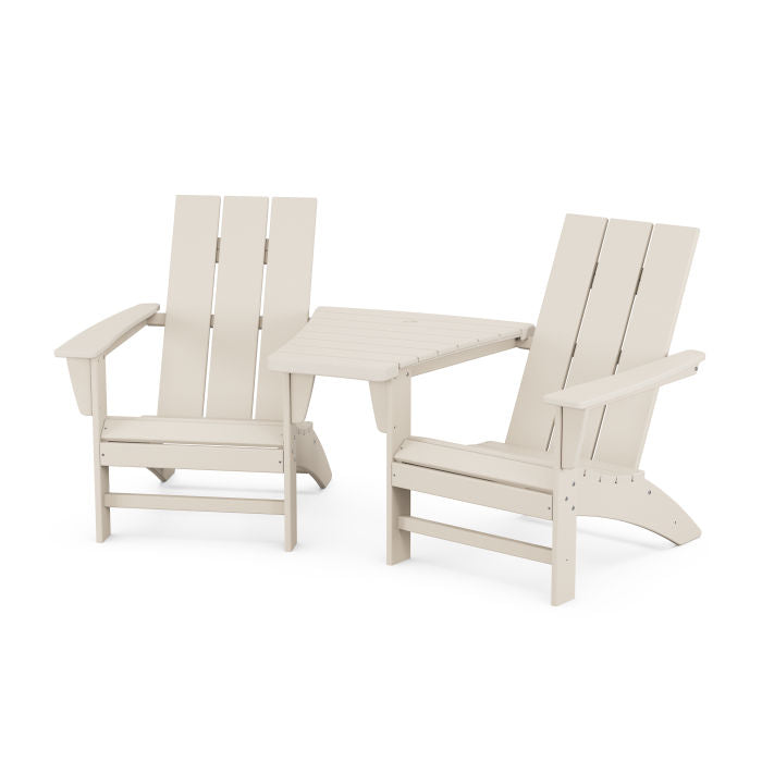 Modern 3-Piece Adirondack Set with Angled Connecting Table