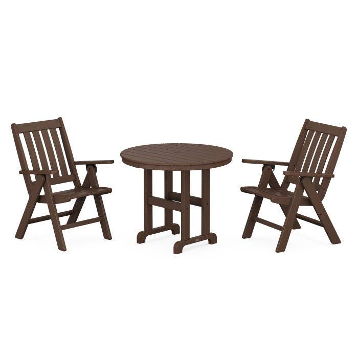 Vineyard Folding Chair 3-Piece Round Dining Set