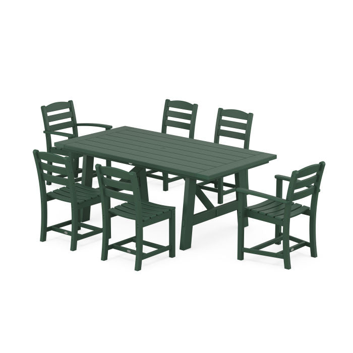 La Casa Cafe 7-Piece Rustic Farmhouse Dining Set