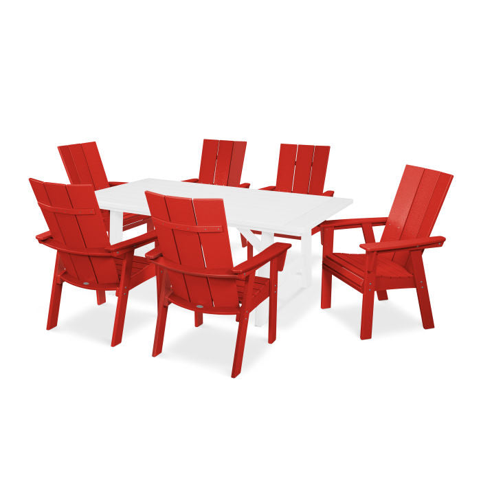 Modern Curveback Adirondack 7-Piece Rustic Farmhouse Dining Set