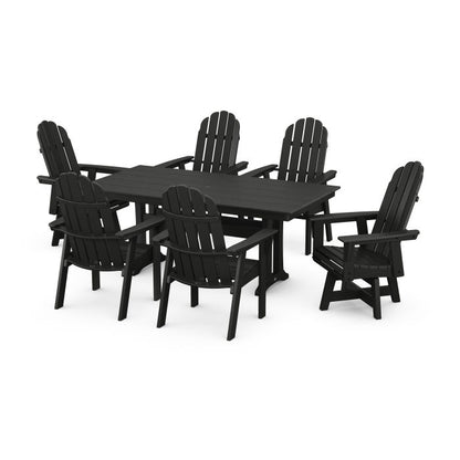 Vineyard Curveback Adirondack Swivel Chair 7-Piece Farmhouse Dining Set