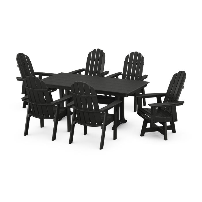 Vineyard Curveback Adirondack Swivel Chair 7-Piece Farmhouse Dining Set