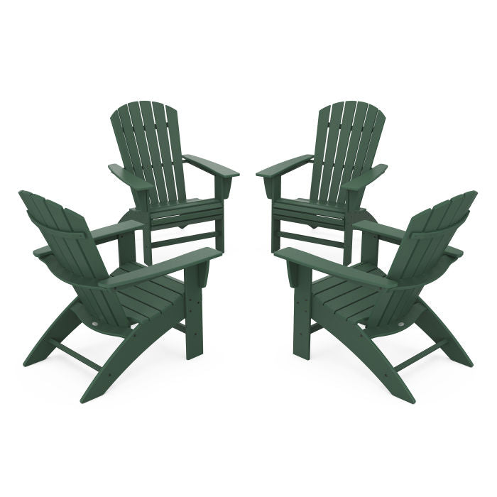 4-Piece Nautical Curveback Adirondack Chair Conversation Set