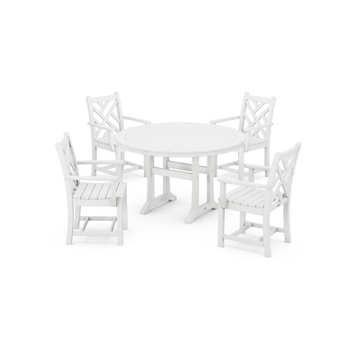 Chippendale 5-Piece Nautical Trestle Dining Arm Chair Set