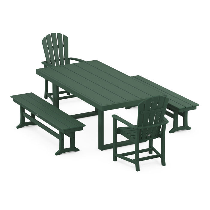 Palm Coast 5-Piece Dining Set with Benches