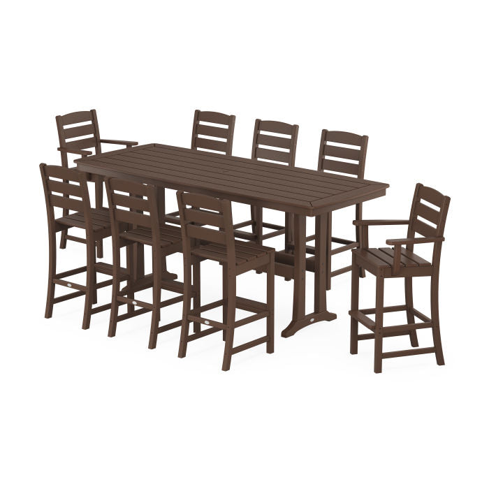 Lakeside 9-Piece Bar Set with Trestle Legs