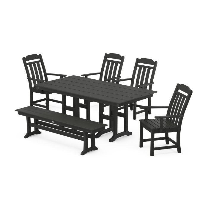 Country Living 6-Piece Farmhouse Dining Set with Bench