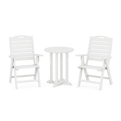 Nautical Folding Highback Chair 3-Piece Round Dining Set