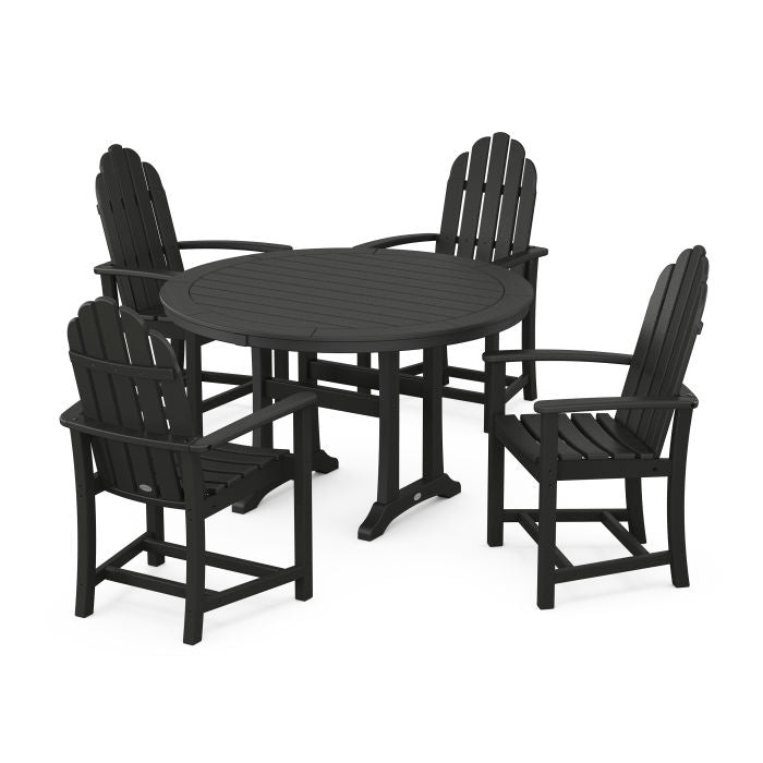 Classic Adirondack 5-Piece Round Dining Set with Trestle Legs