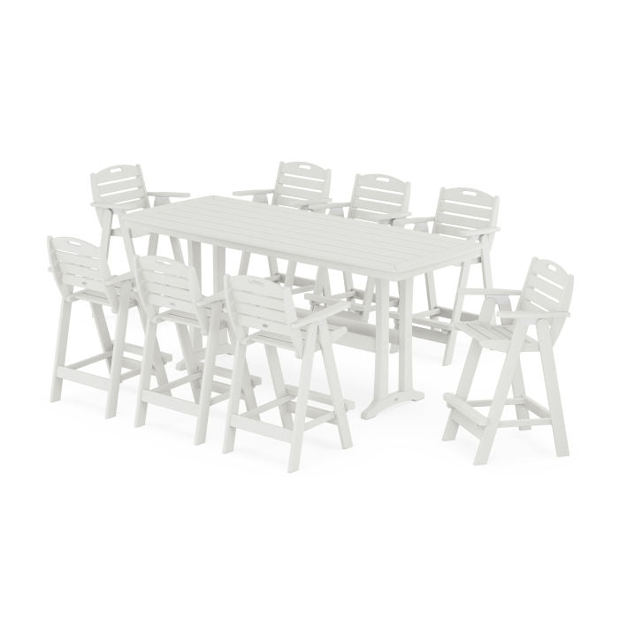 Nautical 9-Piece Bar Set with Trestle Legs in Vintage Finish