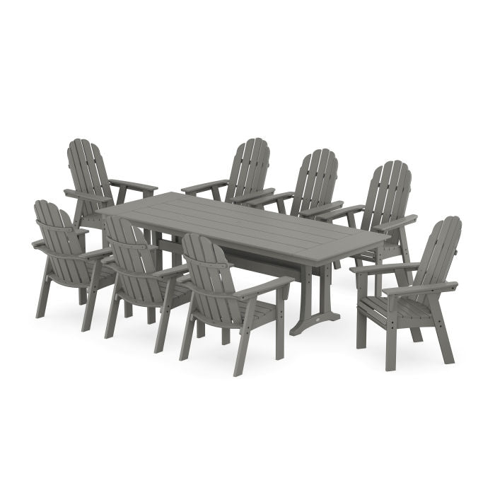 Vineyard 9-Piece Curveback Adirondack Farmhouse Dining Set with Trestle Legs