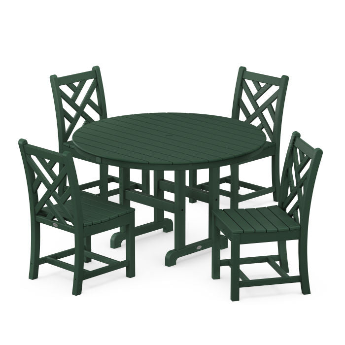 Chippendale 5-Piece Round Farmhouse Side Chair Dining Set