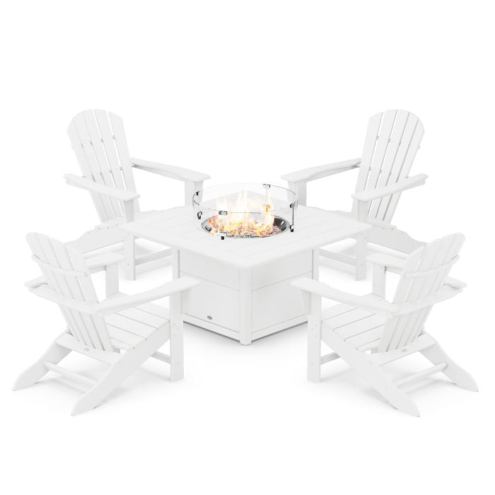 Palm Coast 5-Piece Adirondack Chair Conversation Set with Fire Pit Table