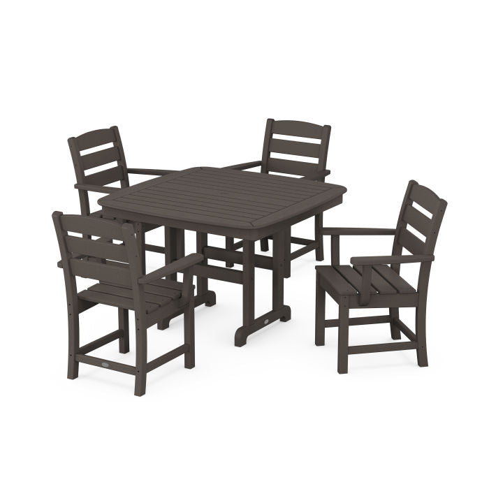 Lakeside 5-Piece Dining Set with Trestle Legs in Vintage Finish