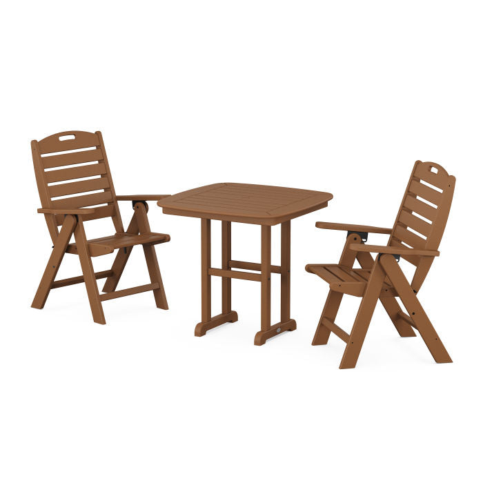 Nautical Folding Highback Chair 3-Piece Dining Set