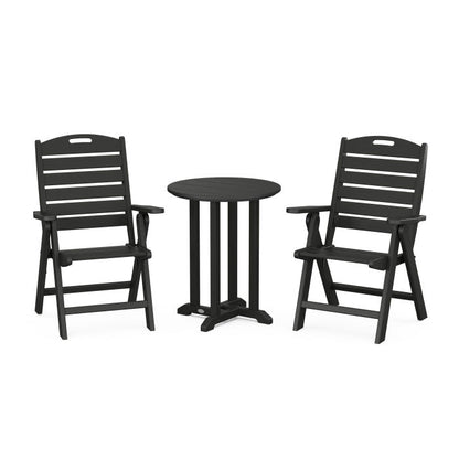 Nautical Folding Highback Chair 3-Piece Round Dining Set