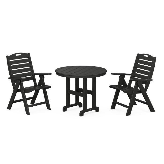 Nautical Highback Chair 3-Piece Round Dining Set