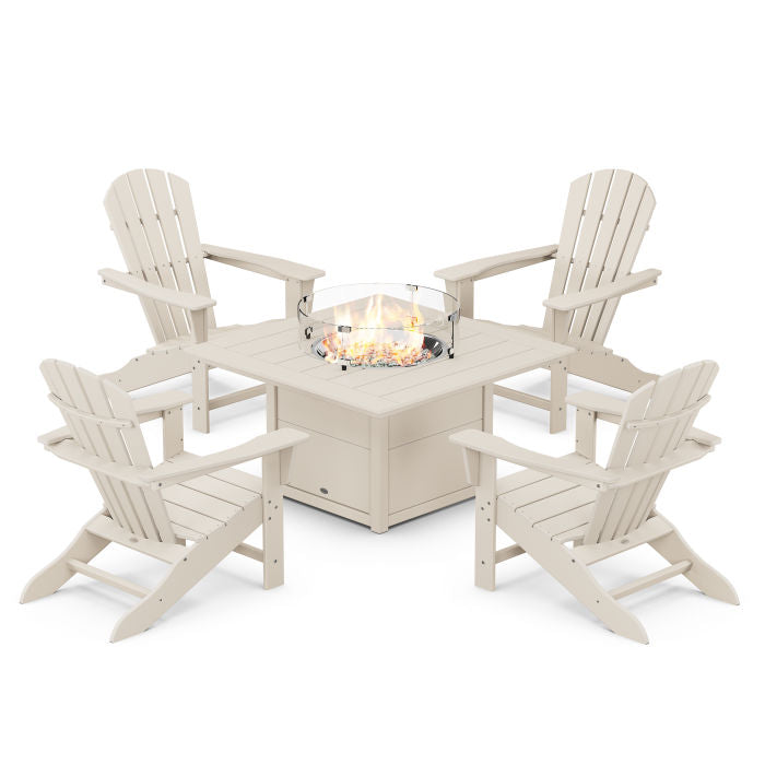 Palm Coast 5-Piece Adirondack Chair Conversation Set with Fire Pit Table