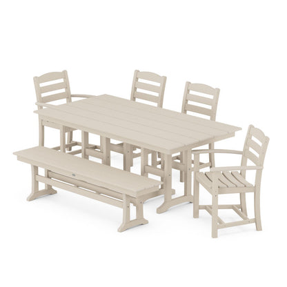 La Casa Café 6-Piece Farmhouse Dining Set with Bench