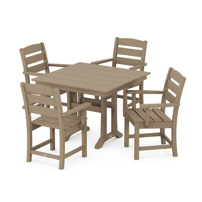 Lakeside 5-Piece Farmhouse Trestle Arm Chair Dining Set in Vintage Finish