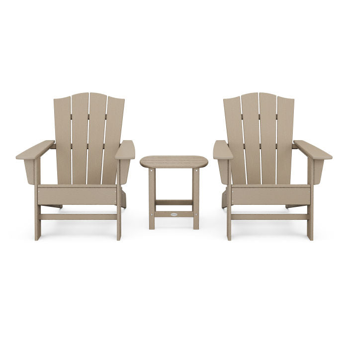 Wave 3-Piece Adirondack Chair Set with The Crest Chairs in Vintage Finish