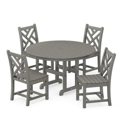 Chippendale 5-Piece Round Farmhouse Side Chair Dining Set