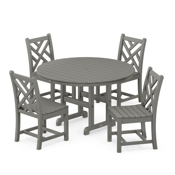 Chippendale 5-Piece Round Farmhouse Side Chair Dining Set