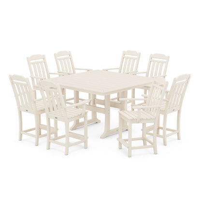 Country Living 9-Piece Square Counter Set with Trestle Legs