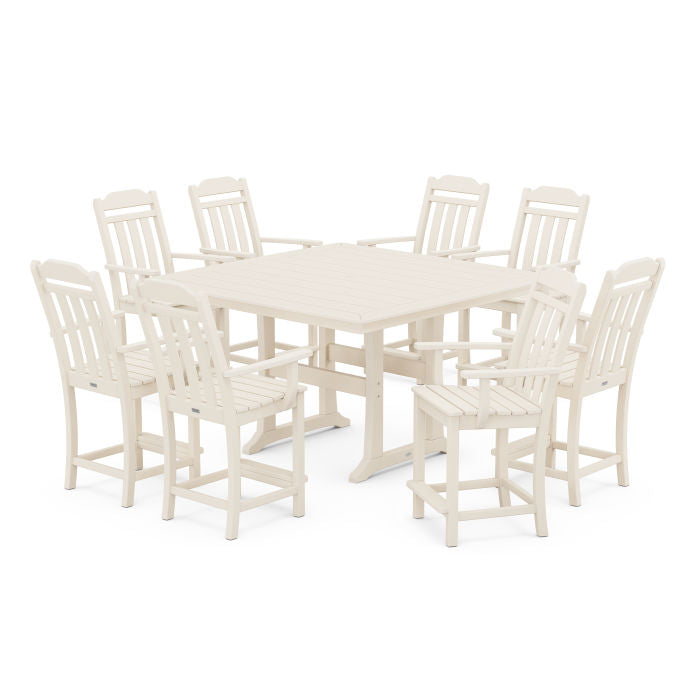 Country Living 9-Piece Square Counter Set with Trestle Legs
