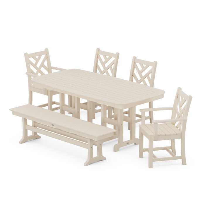 Chippendale 6-Piece Dining Set with Bench