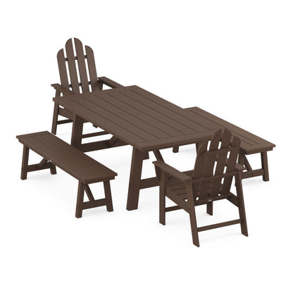 Long Island 5-Piece Rustic Farmhouse Dining Set With Benches
