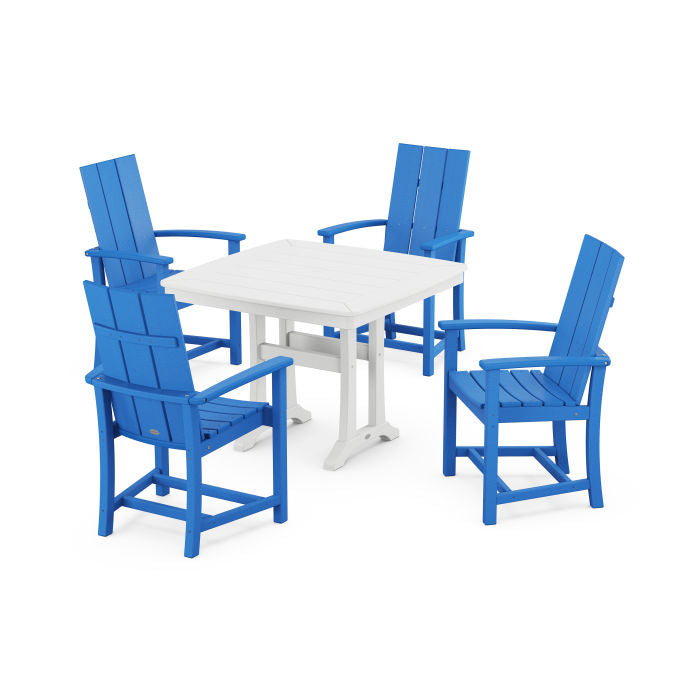 Modern Adirondack 5-Piece Dining Set with Trestle Legs