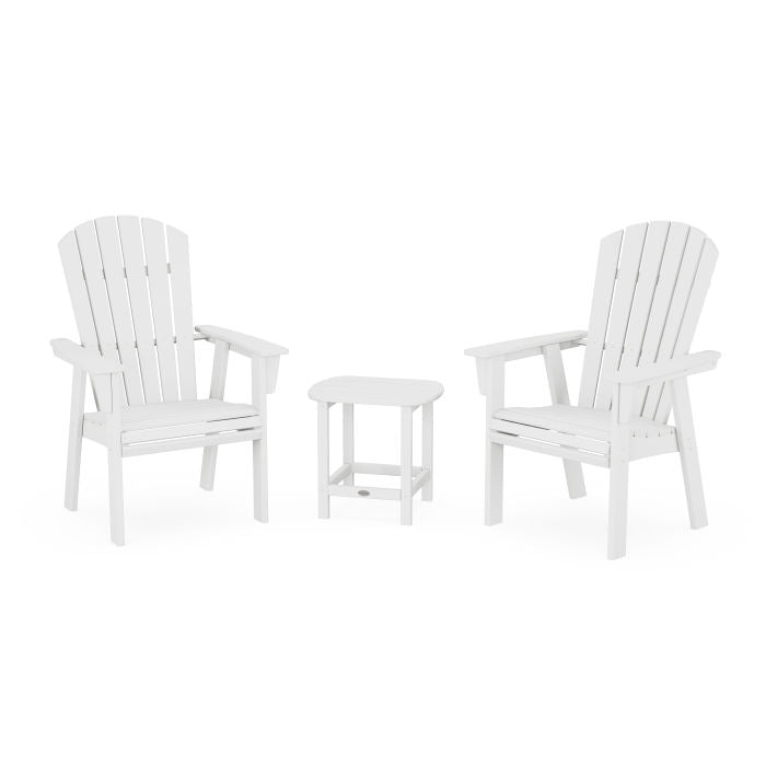 Nautical 3-Piece Curveback Upright Adirondack Chair Set