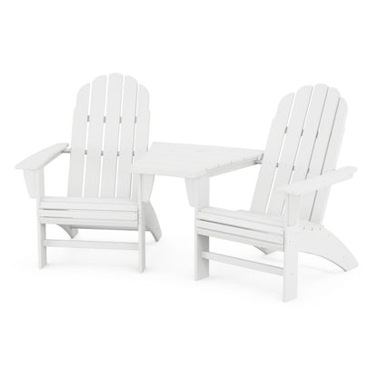 Vineyard 3-Piece Curveback Adirondack Set with Angled Connecting Table